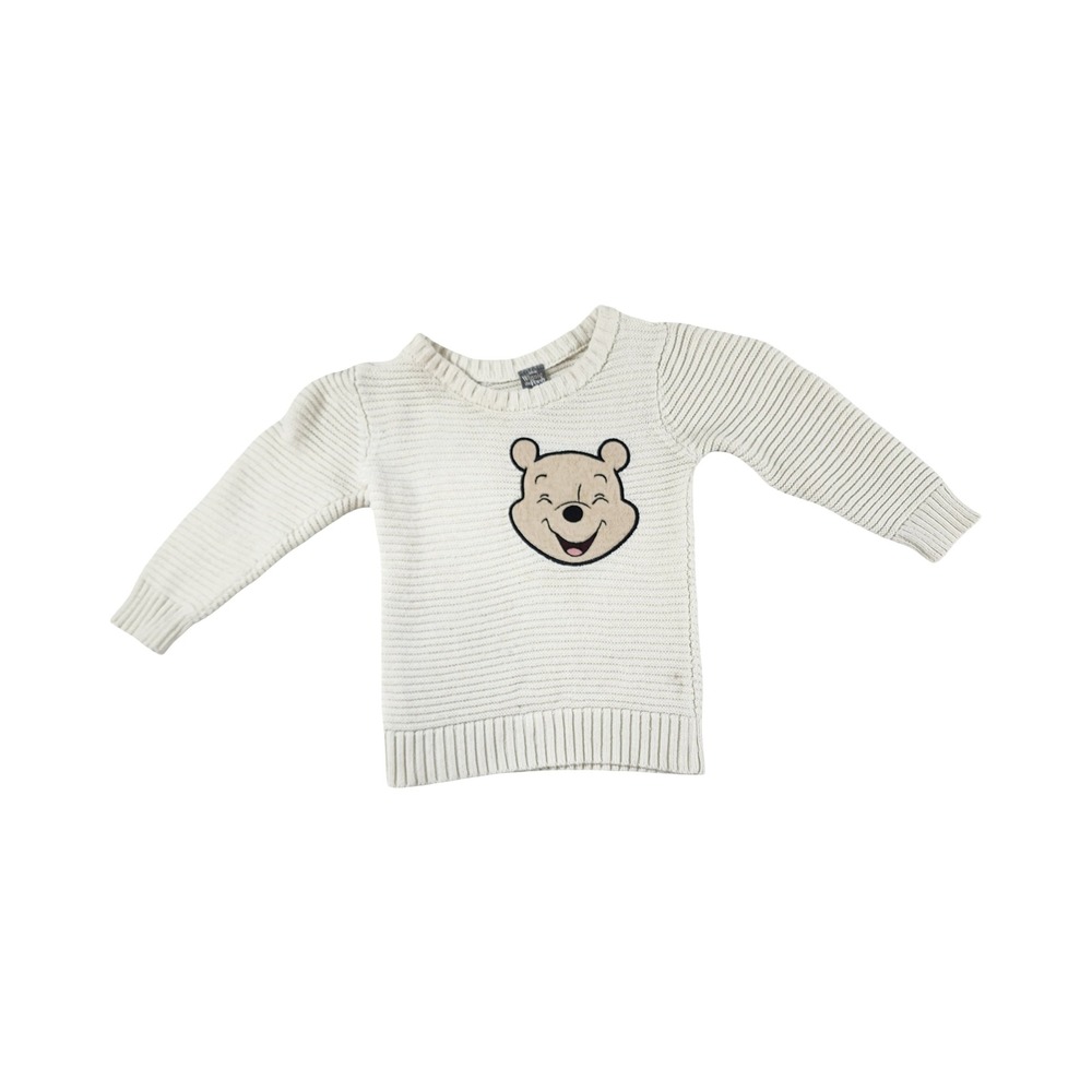 Disney Winnie the Pooh Kids Cream Cotton Knit Pullover Sweater 2T Graphic Bear